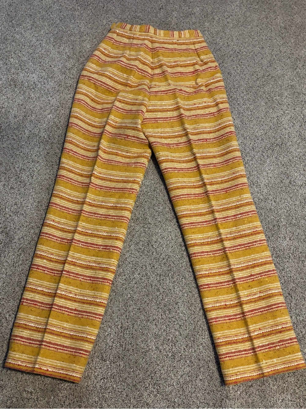 Vintage Pendleton Mustard Yellow Striped Wide-Leg Virgin Wool Pants - Picture 3 of 9